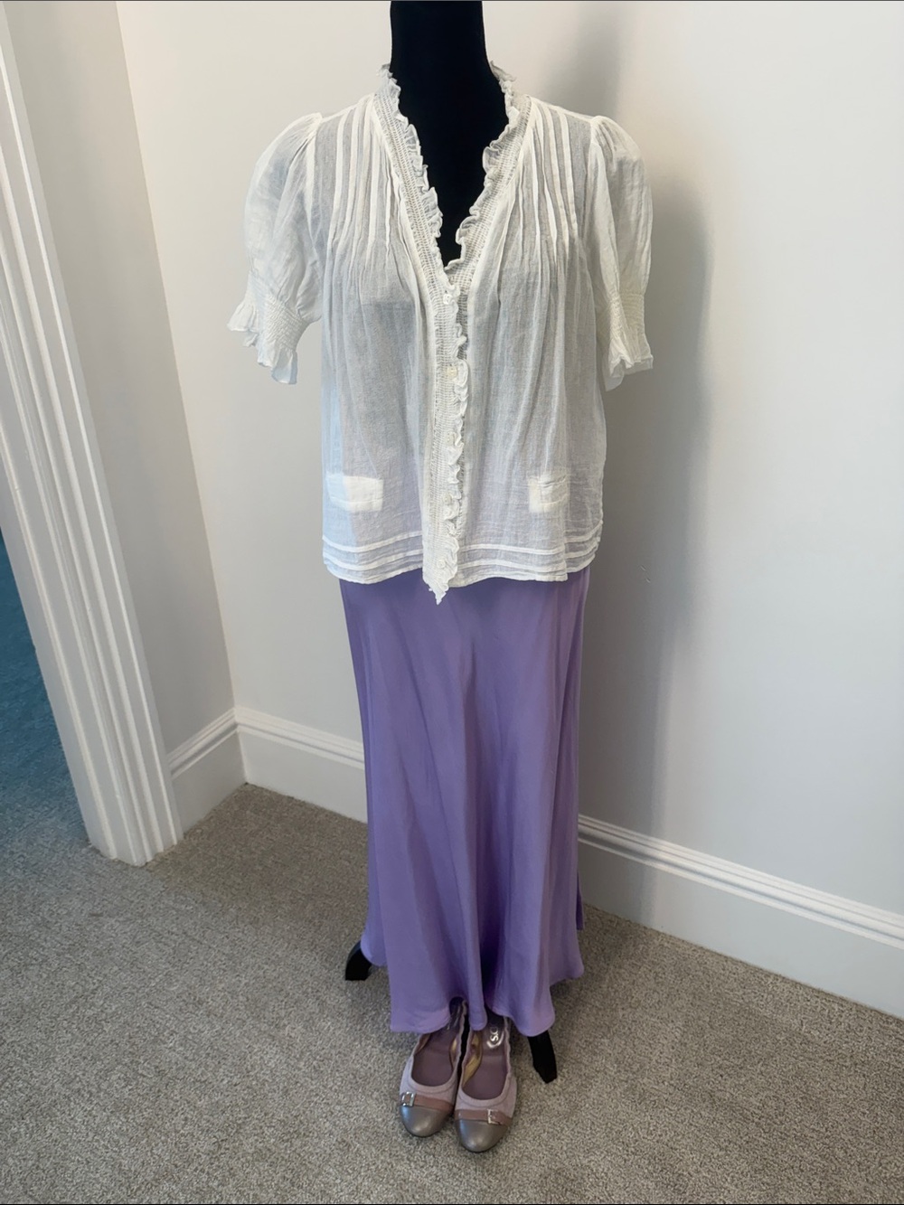See By Chloe White Ruffle 100% Cotton Blouse Sz 4